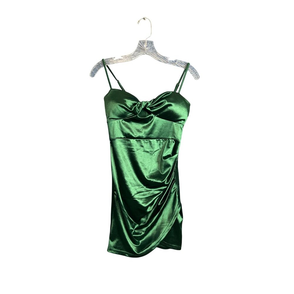 Emerald Green Windsor Satin Bodycon Mini Dress Size S